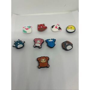 9pc Squish Mellow Animal Shoe/Bag Charm Set 🐝🐷🐄🐻